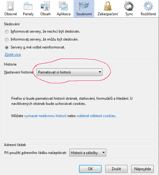 Nastavení povolení ukládání cookies v prohlížeči Mozilla Firefox